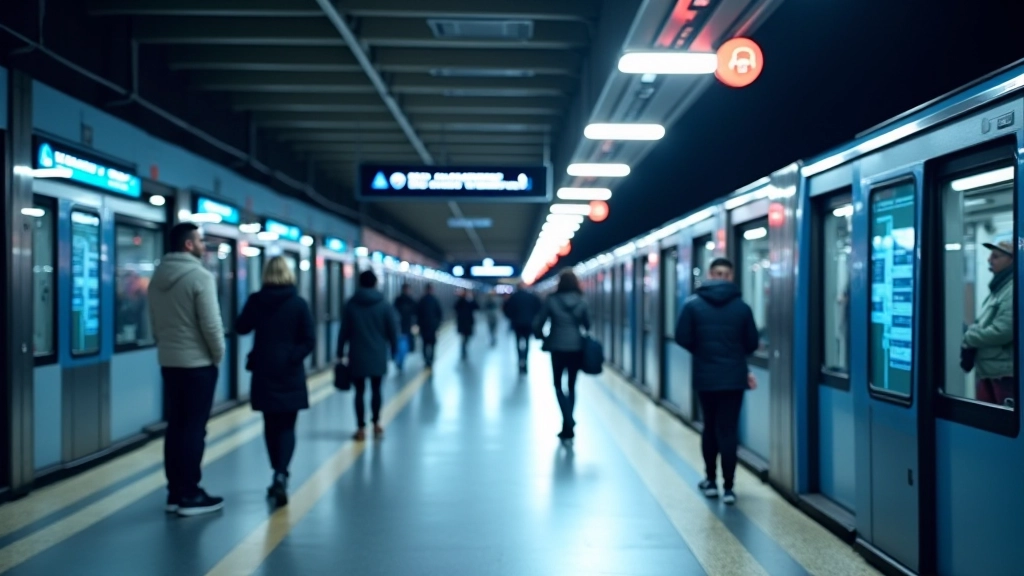 Métro parisien avec quai moderne et affichage numérique, transport urbain efficace