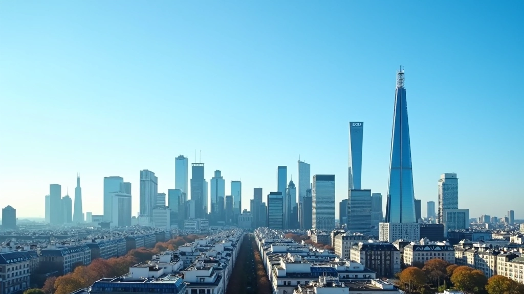 Quartier financier de La Défense avec gratte-ciel modernes reflétant la puissance économique parisienne
